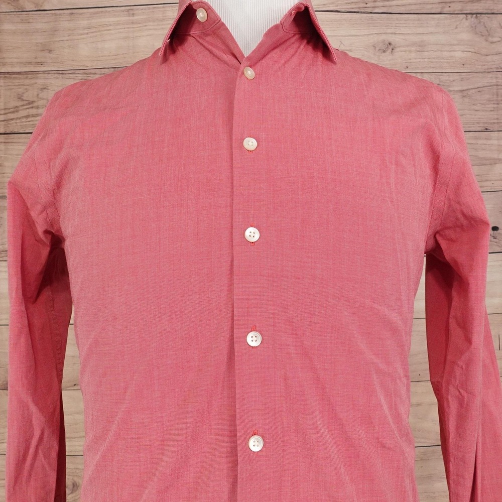 Express 1MX Shirt Mens M Red Striped Long Sleeve Button-Up Extra Slim Fit